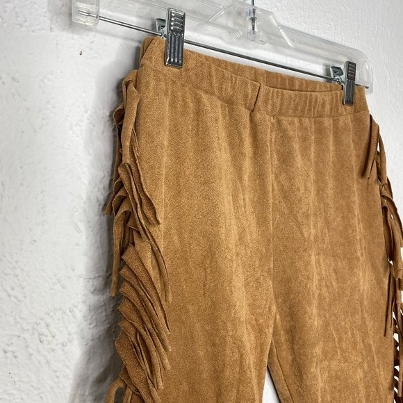 Suede fringe bellbottom costume pants in chestnut, girl's size L( 8/10) EUC. - Picture 4 of 5